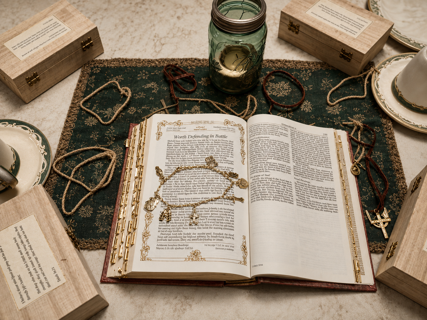Open Bible and devotional materials