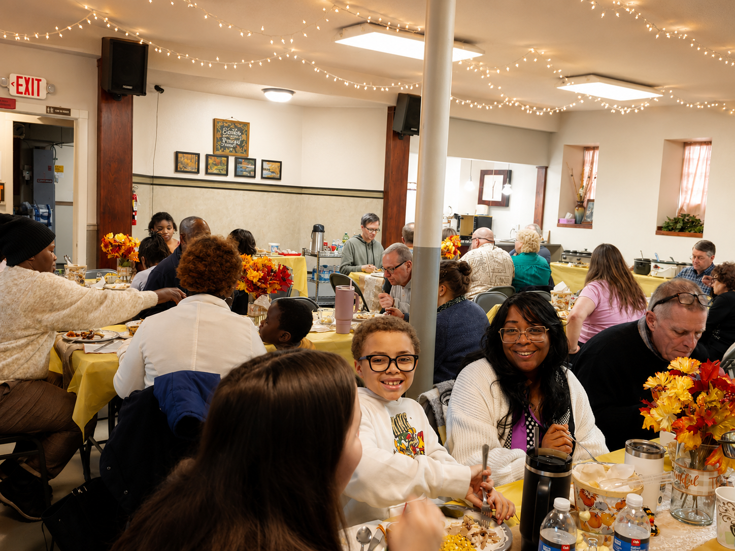 Church family sharing a fellowship meal